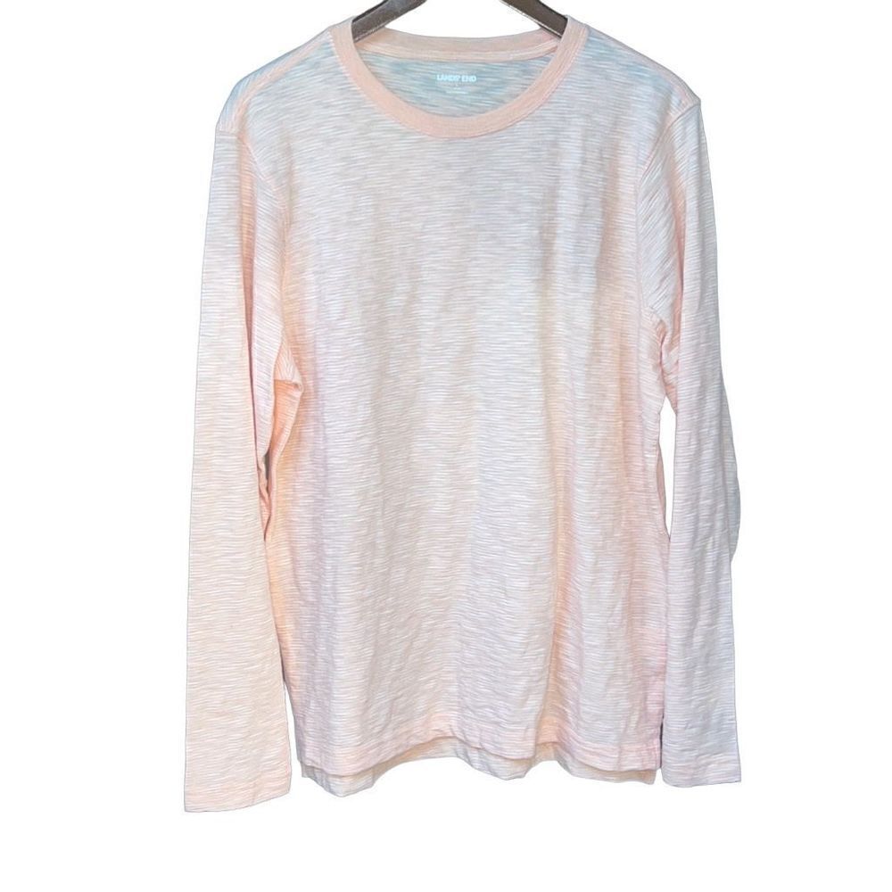 42-44 L Lightweight peach salmon long sleeve crewneck Lands’ End